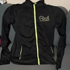 PINK Victoria's Secret Black Utility Jacket with Neon Accents